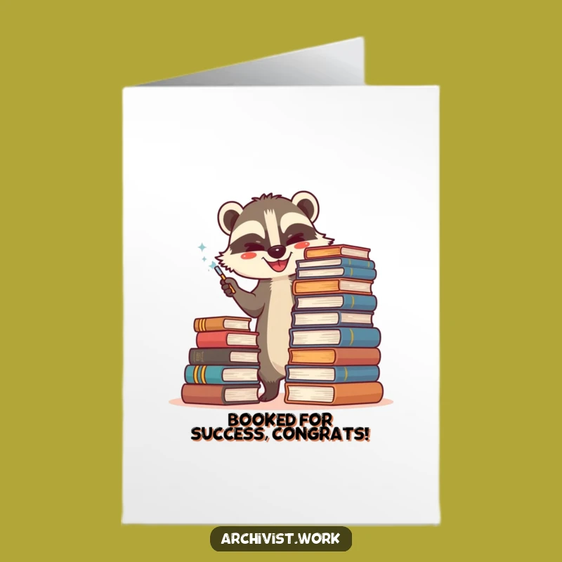 Free Printable Congrats Card: Badger Archivist Celebrates Milestone Funny Downloadable