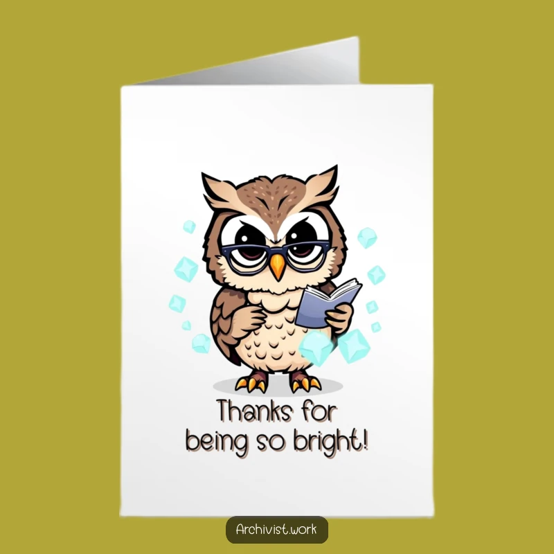 Free Printable Thank You Card: Owl Archivist Shows Gratitude Funny Downloadable
