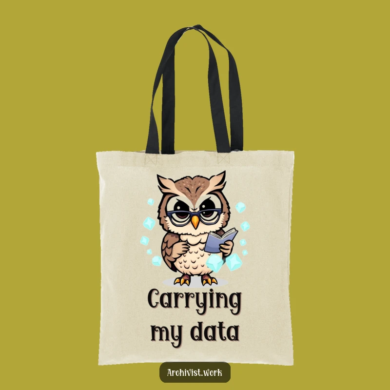 Funny Owl Archivist Tote Bag: Glowing Data Organizer, Chic & Hilarious Carry-All